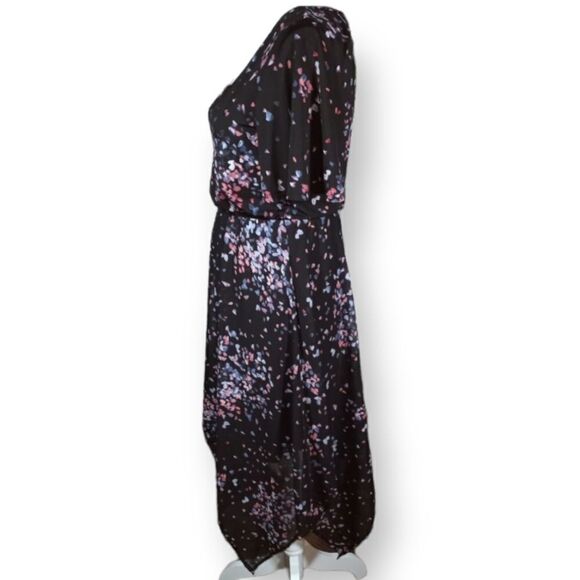 ELLE ASYMMETRICAL BLACK & PURPLE V-NECK DRESS SZ.XS EUC - Picture 4 of 8